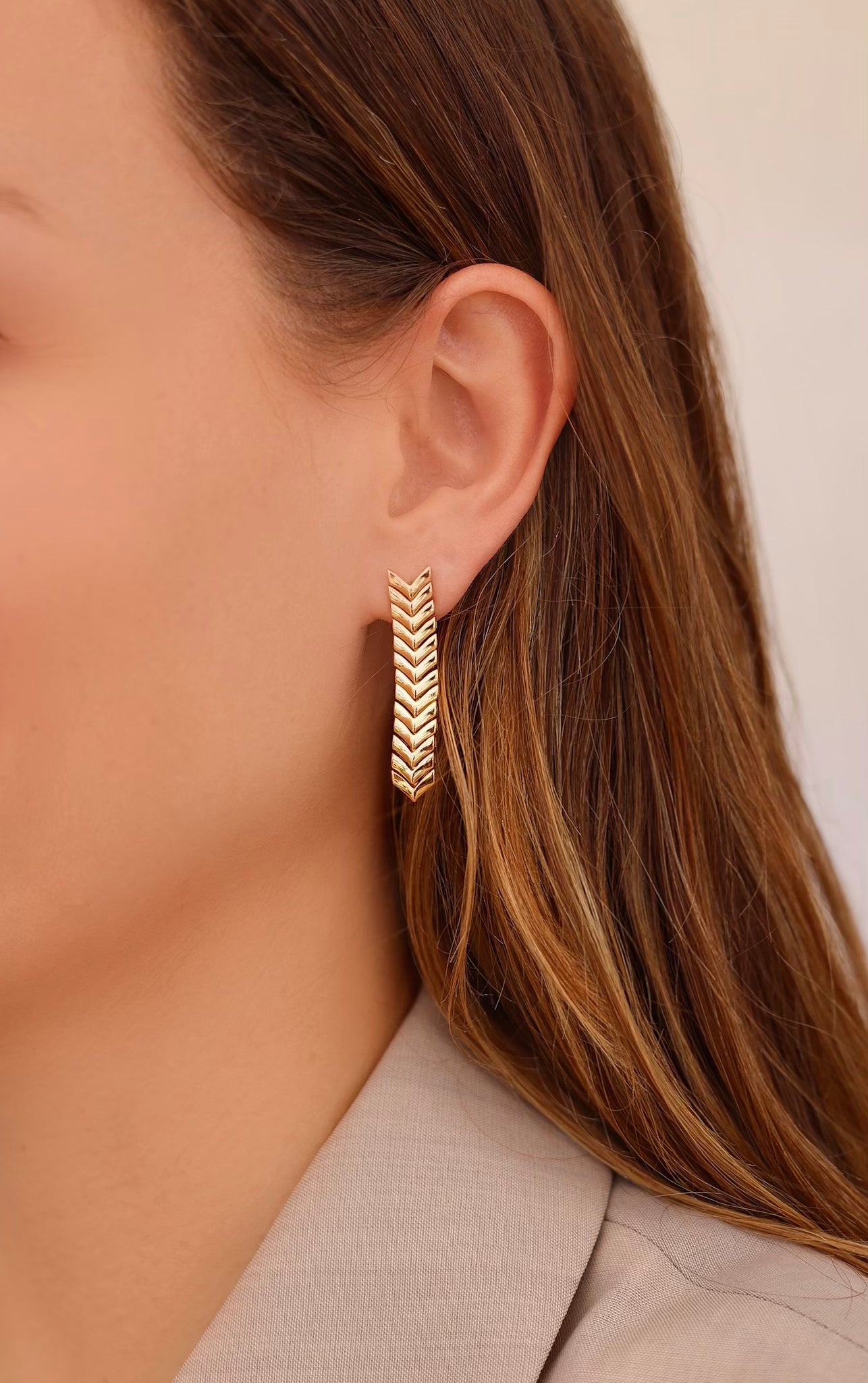 Solid Gold Zipper Drop Earrings