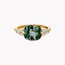 East-West Green Sapphire & Diamond Ring
