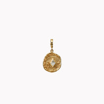 Small Olive Branch & Rose Bud Kite Diamond Coin Charm