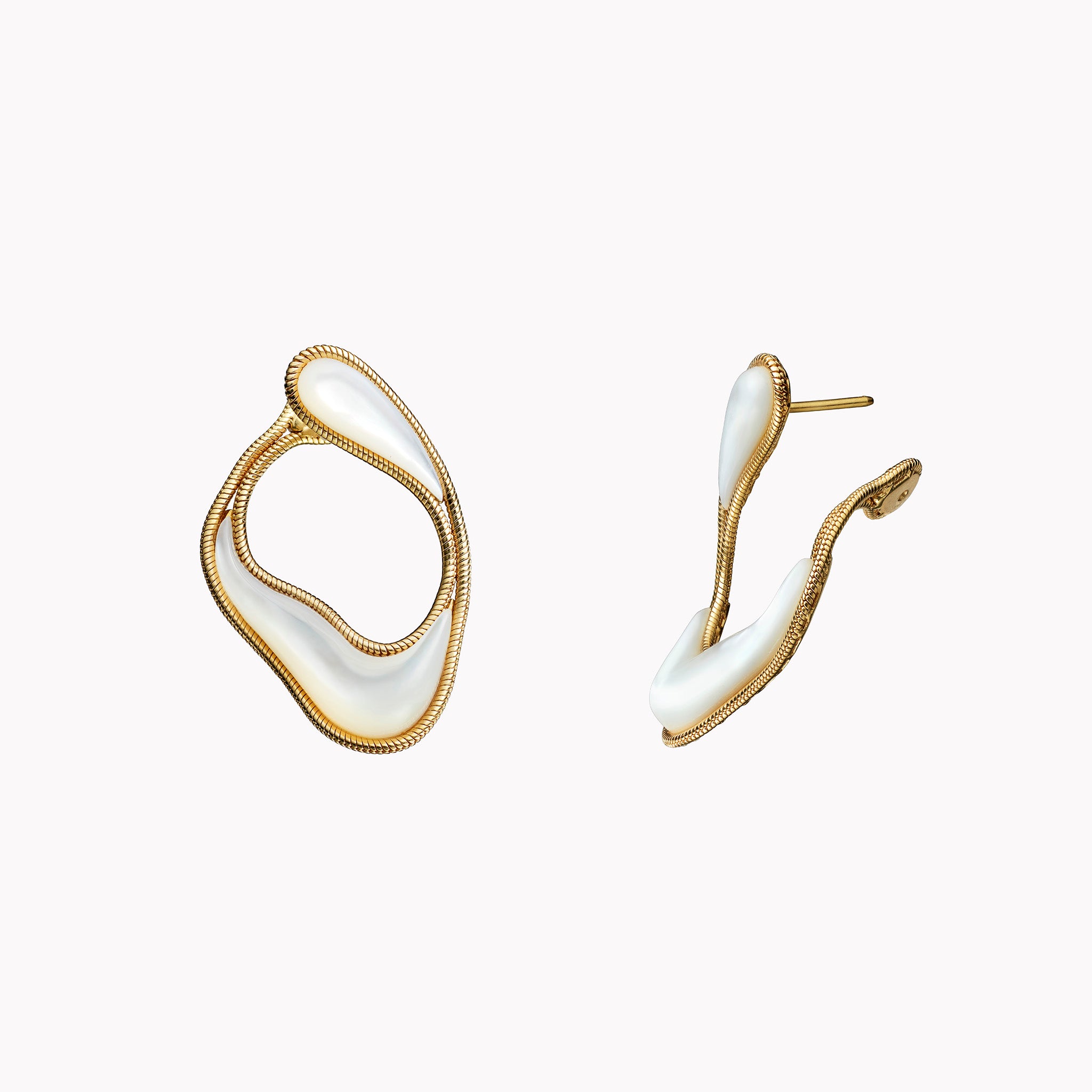 Stream Line Mother-of-Pearl Loop Earrings