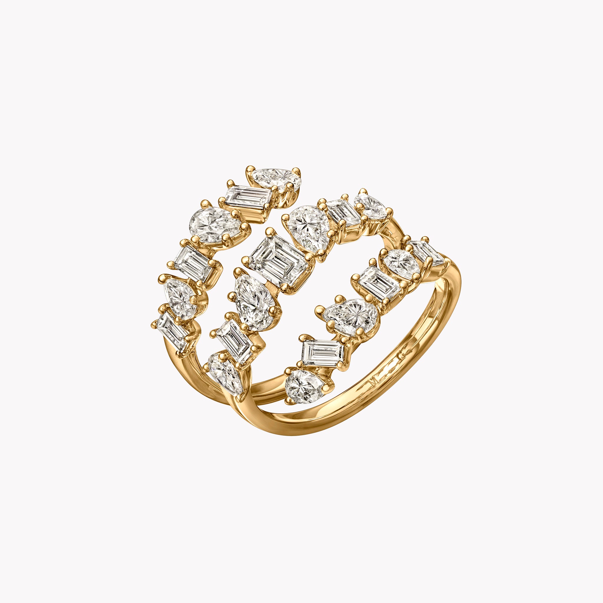 Emerald & Pear Shape Diamond Spiral Ring