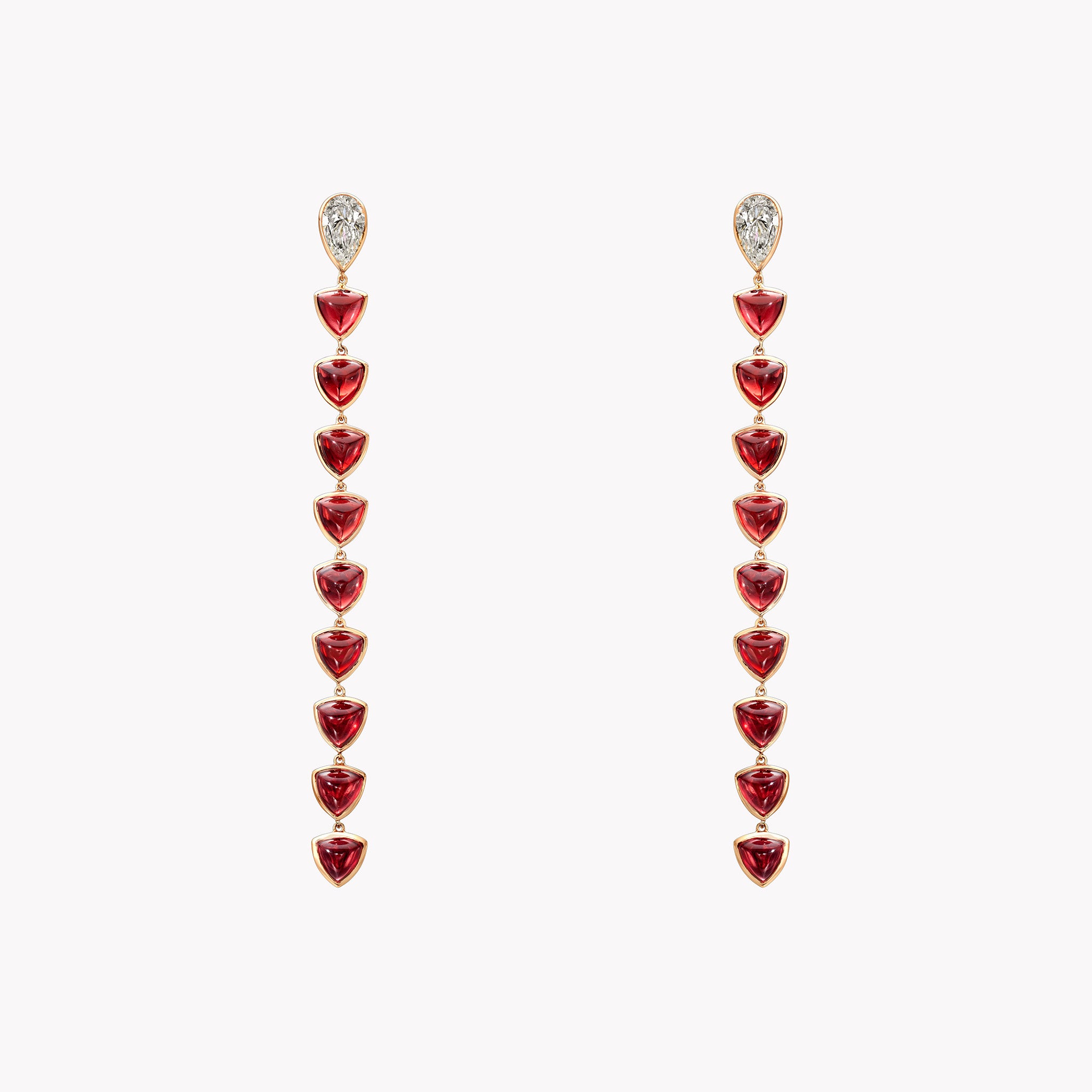 The Margaux Pear Shape Diamond and Garnet Drop Earrings