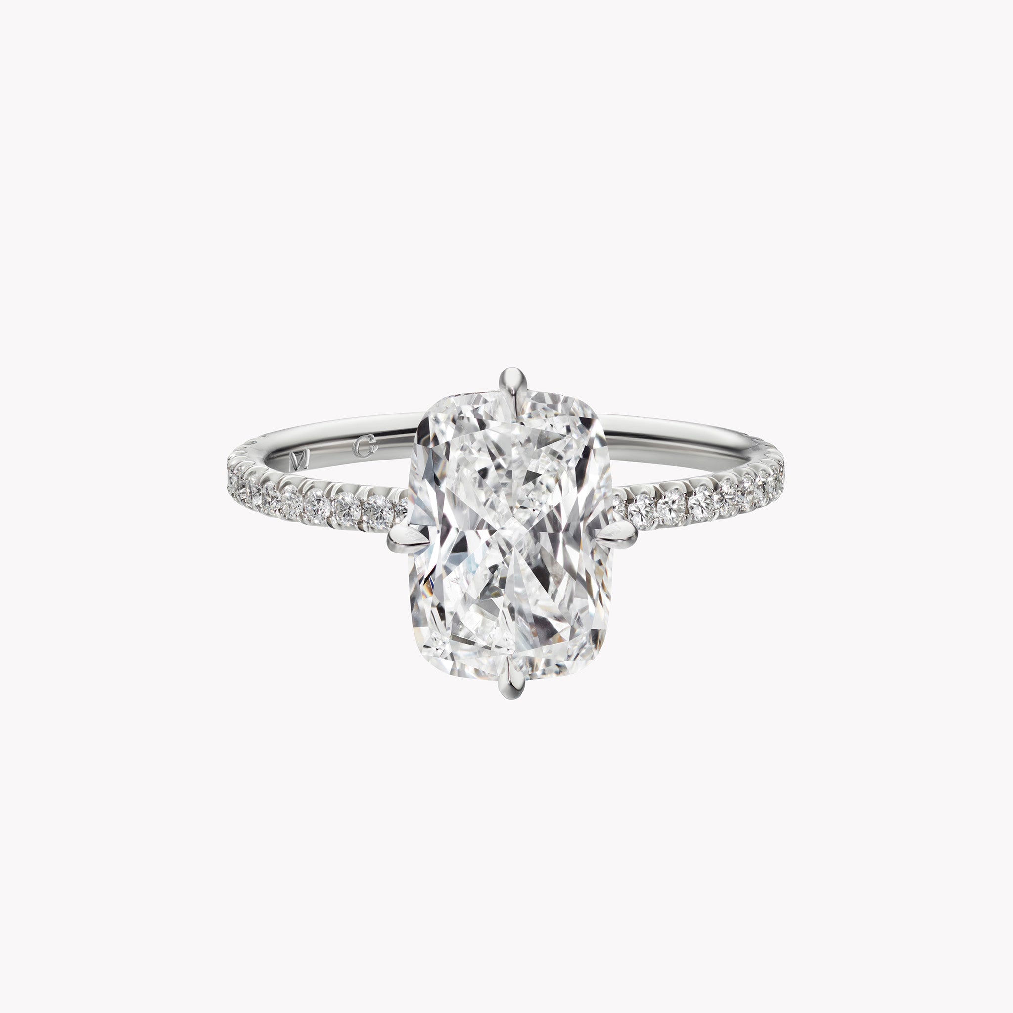 Material Good Elongated Cushion Cut Engagement Ring with Diamond