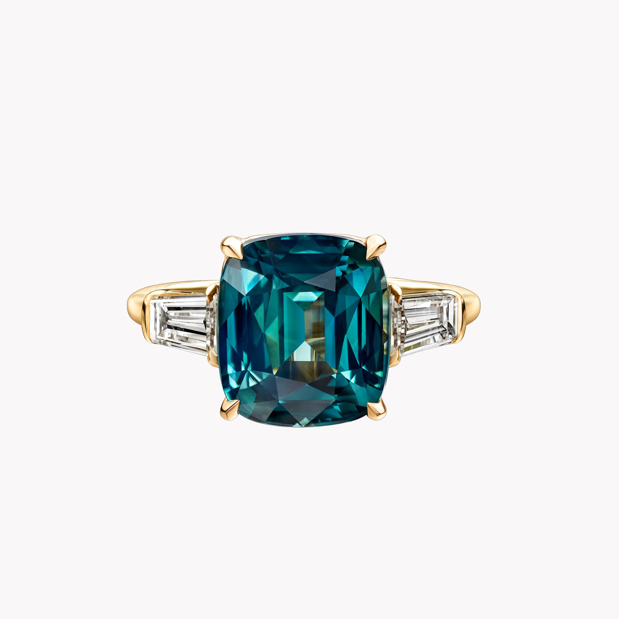 Material Good Teal Sapphire Cushion Cut Ring