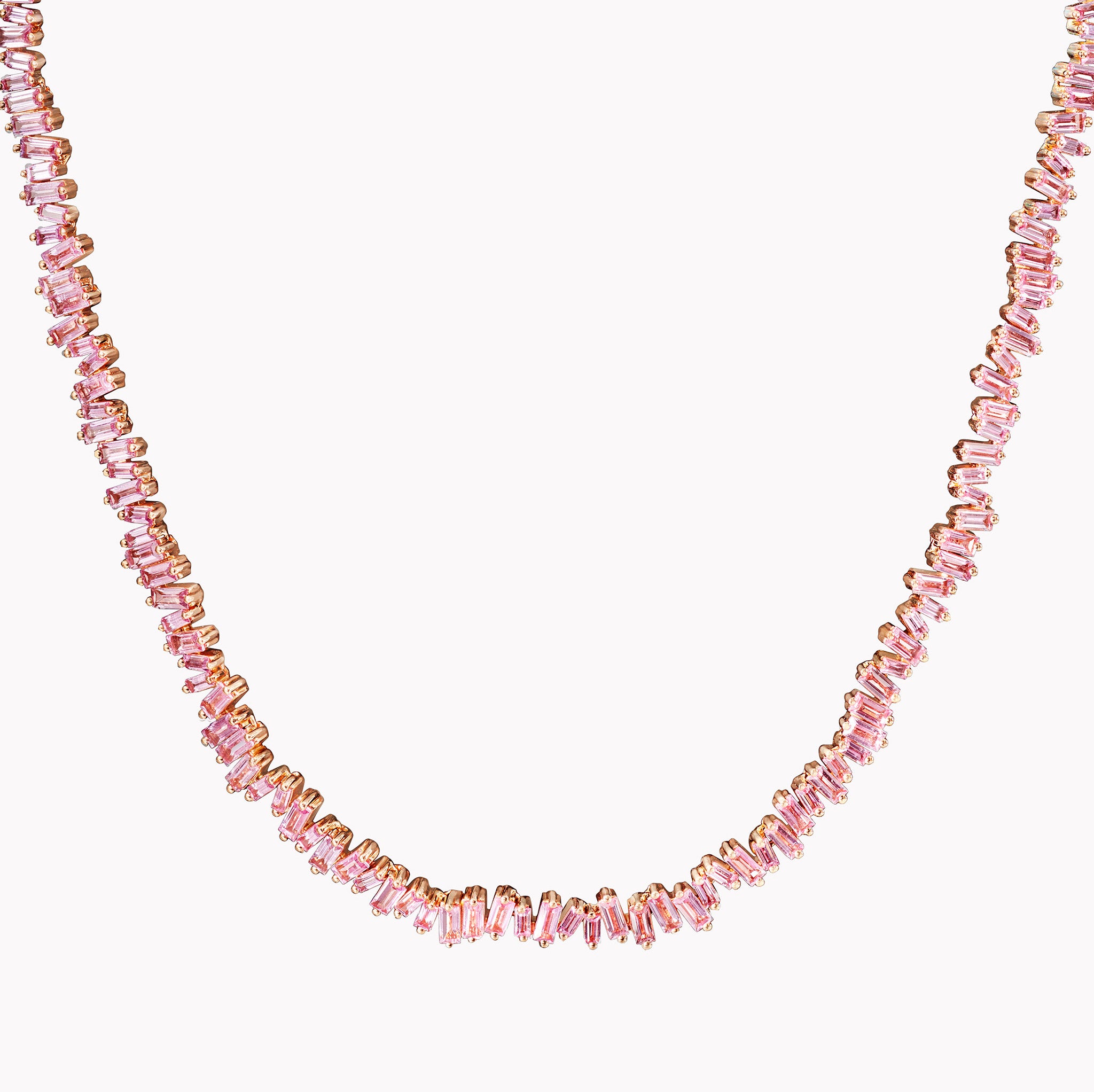 Classic Pink Sapphire Tennis Necklace