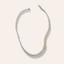 Pear-Shaped White & Yellow Diamond Tennis Necklace