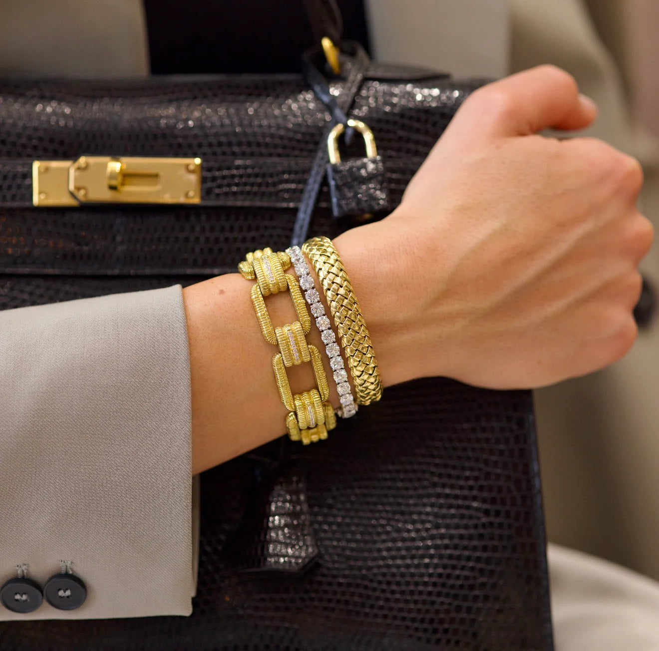 1980s Gold & Diamond Link Bracelet