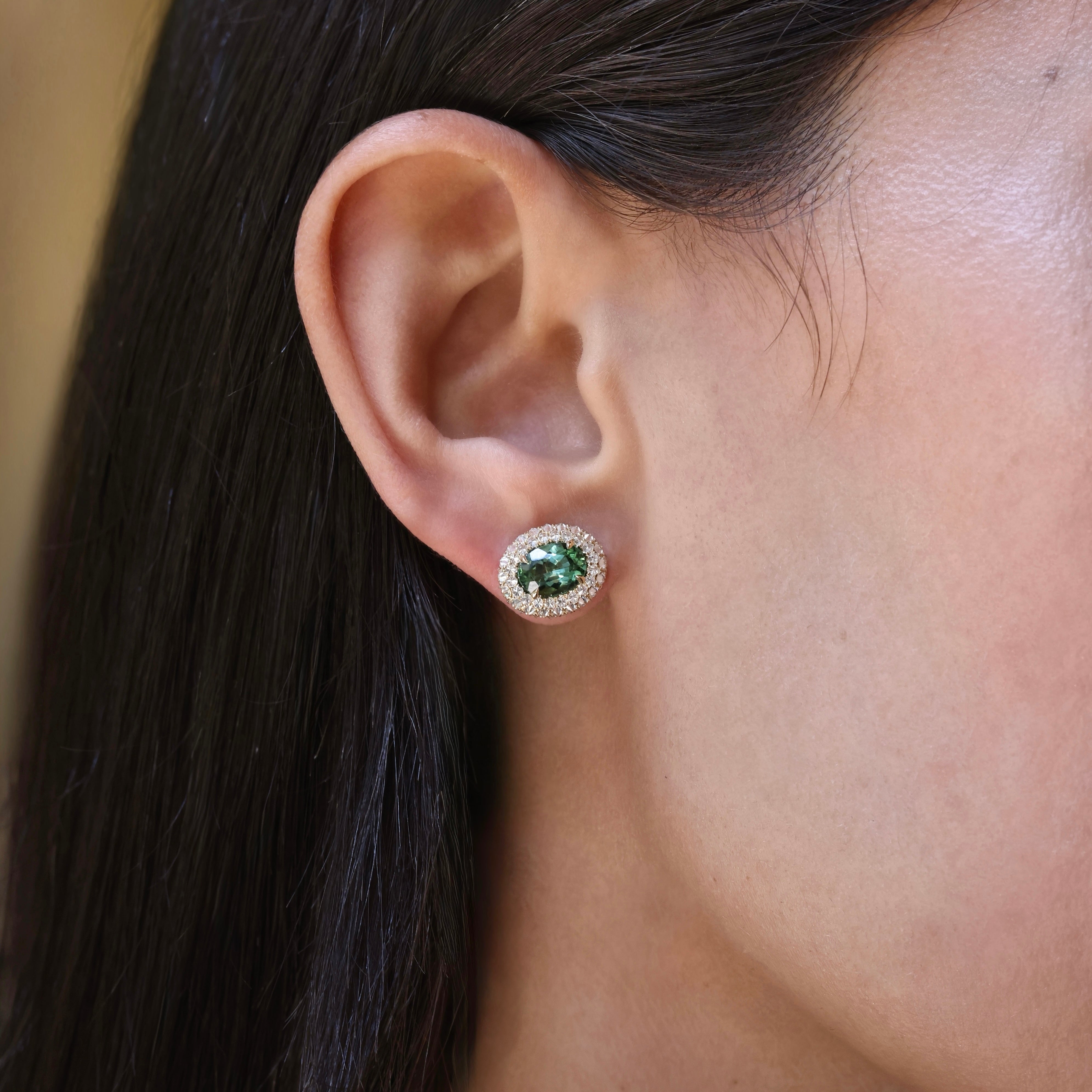 The Celeste Green Tourmaline Studs