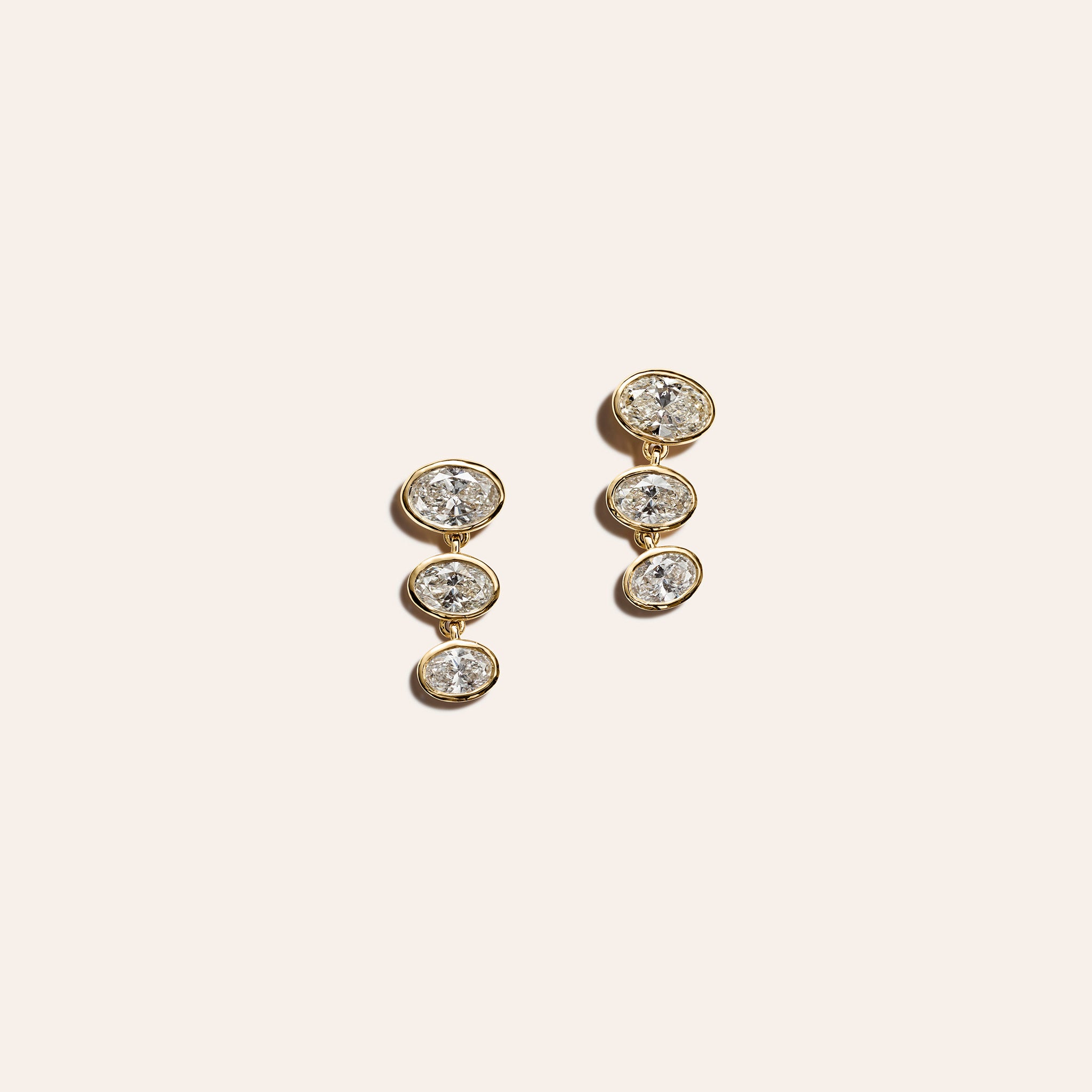Graduated Oval Diamond Drop Earrings