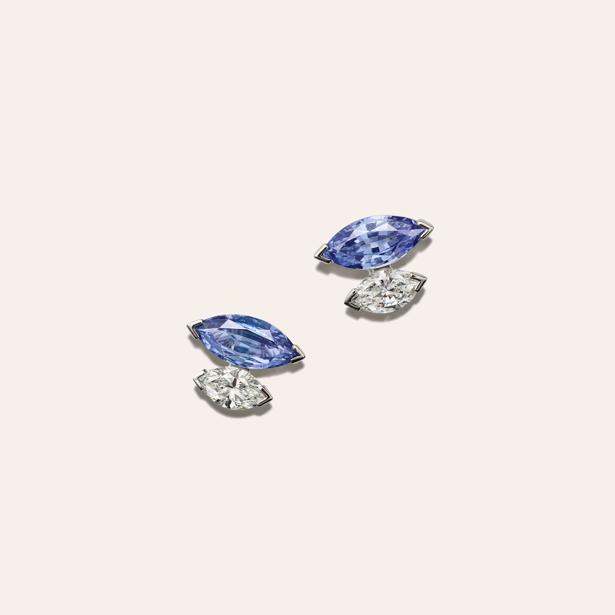 Petite Muse Light Blue Sapphire & Diamond Marquise Studs