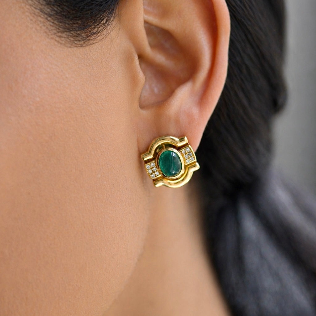 Vintage Emerald & Diamond Earrings
