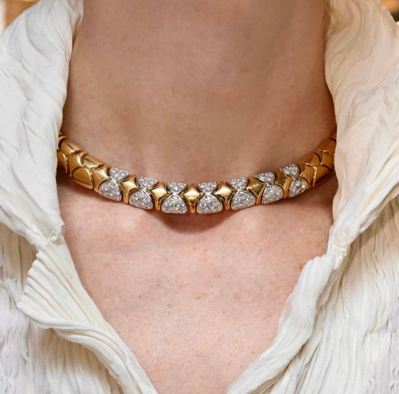 Vintage Zig Zag Diamond Pavé Choker
