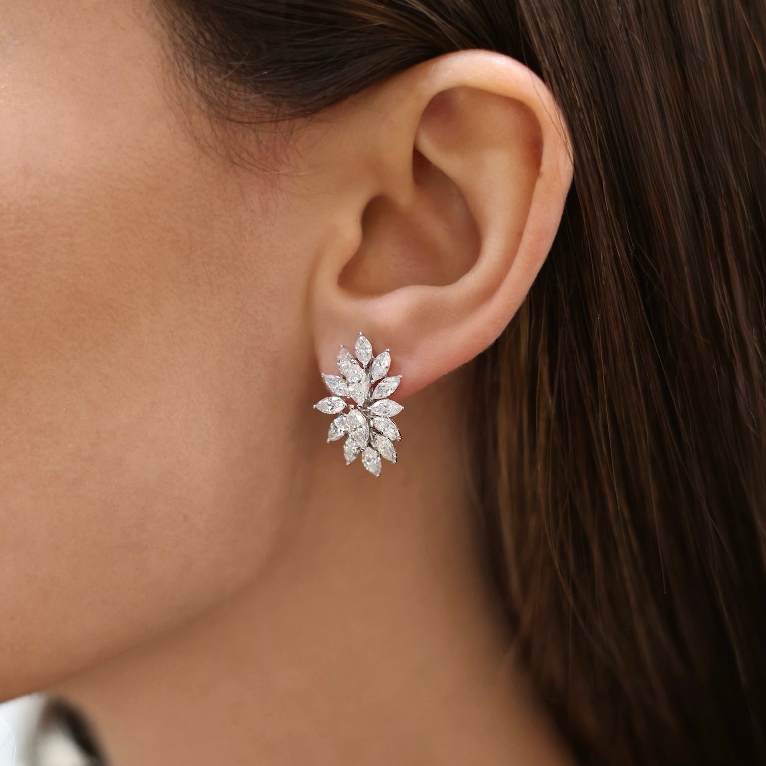 Marquise Diamond Cluster Earrings