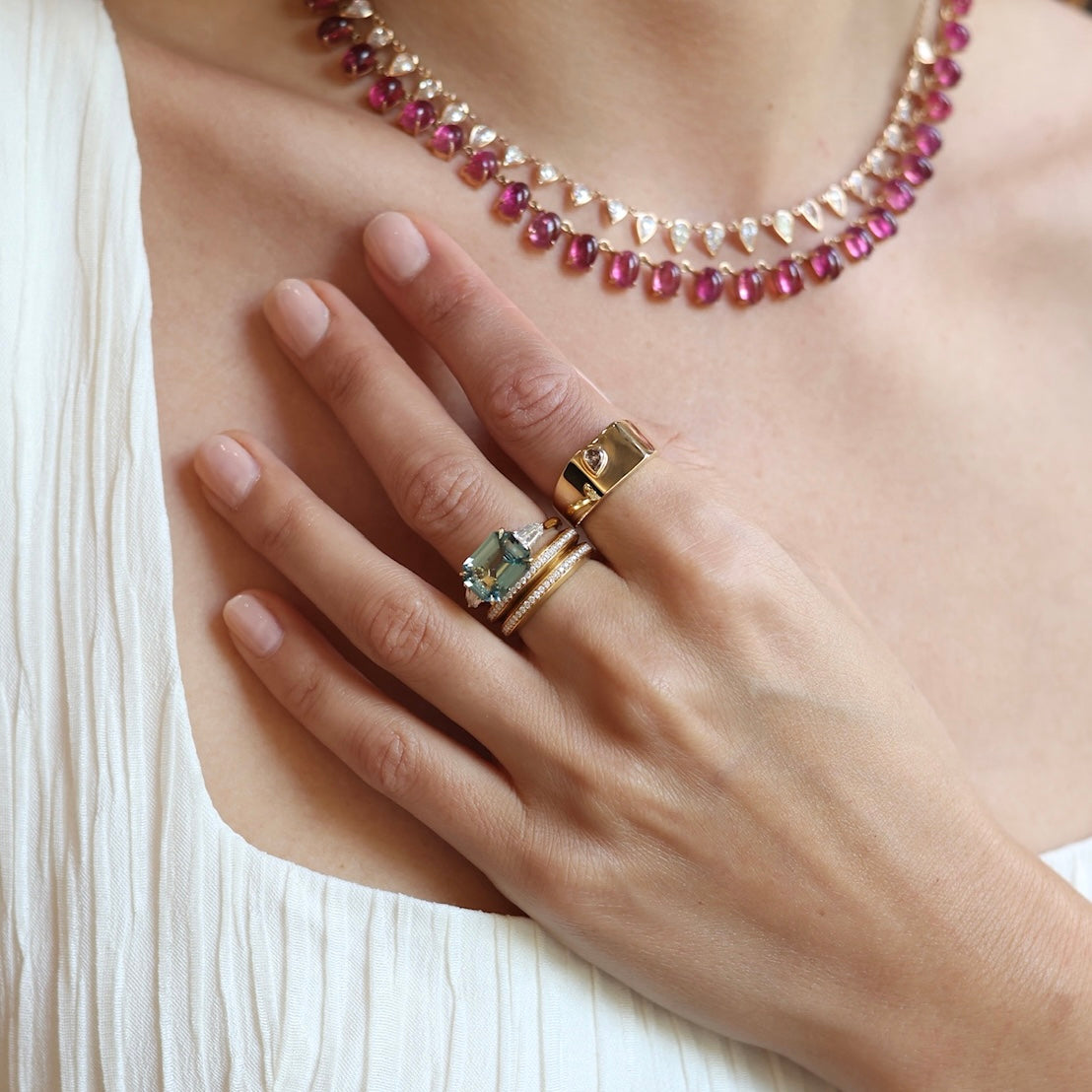 The Dane Pear Shape Brown Diamond Signet Pinky Ring