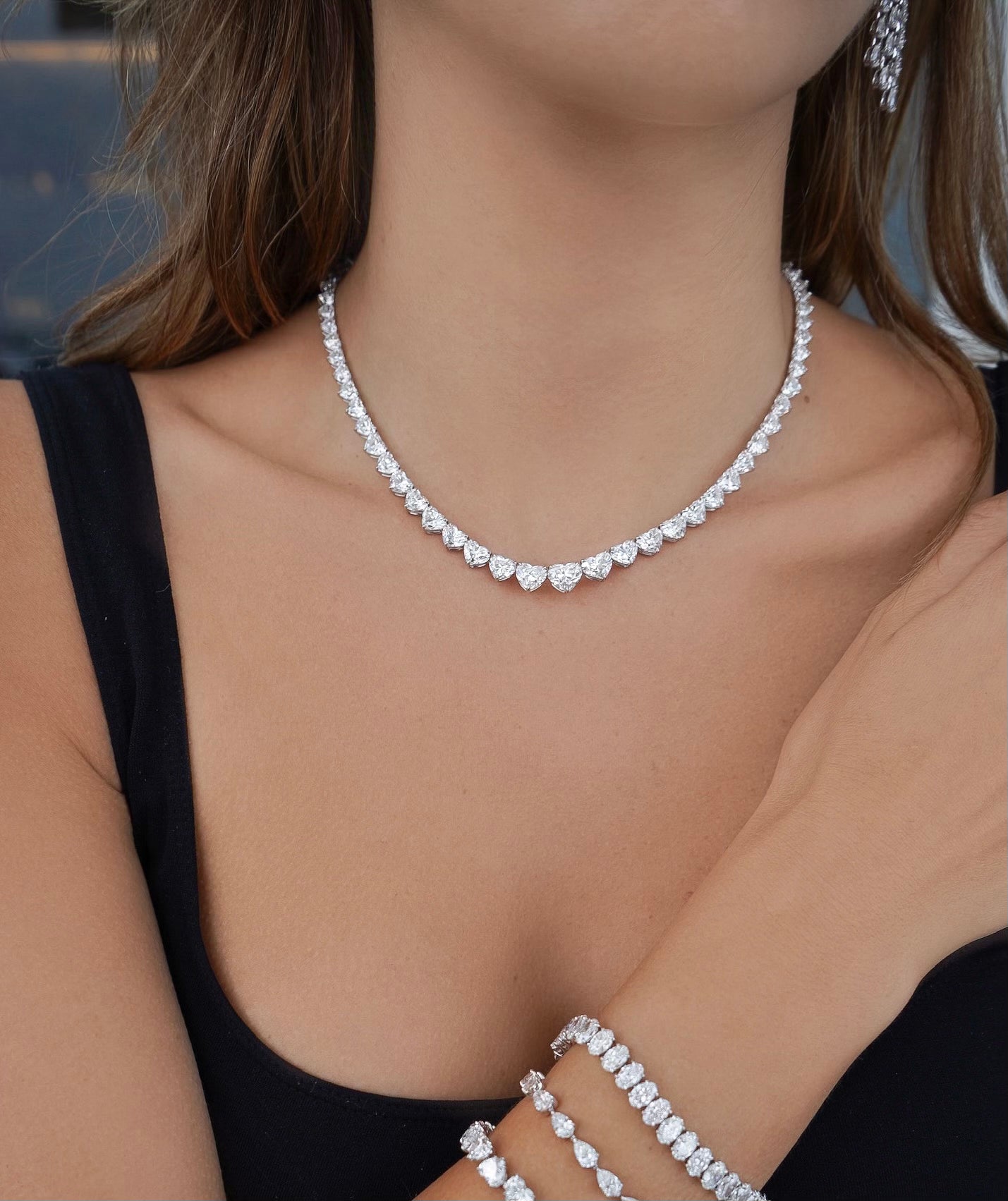 Heart Shape Riviera Diamond Necklace