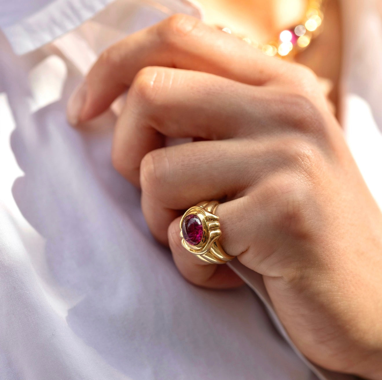 Vintage Bvlgari 1980's Cabochon Tourmaline Ring