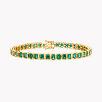 Bezeled Emerald Cut Emerald Bracelet