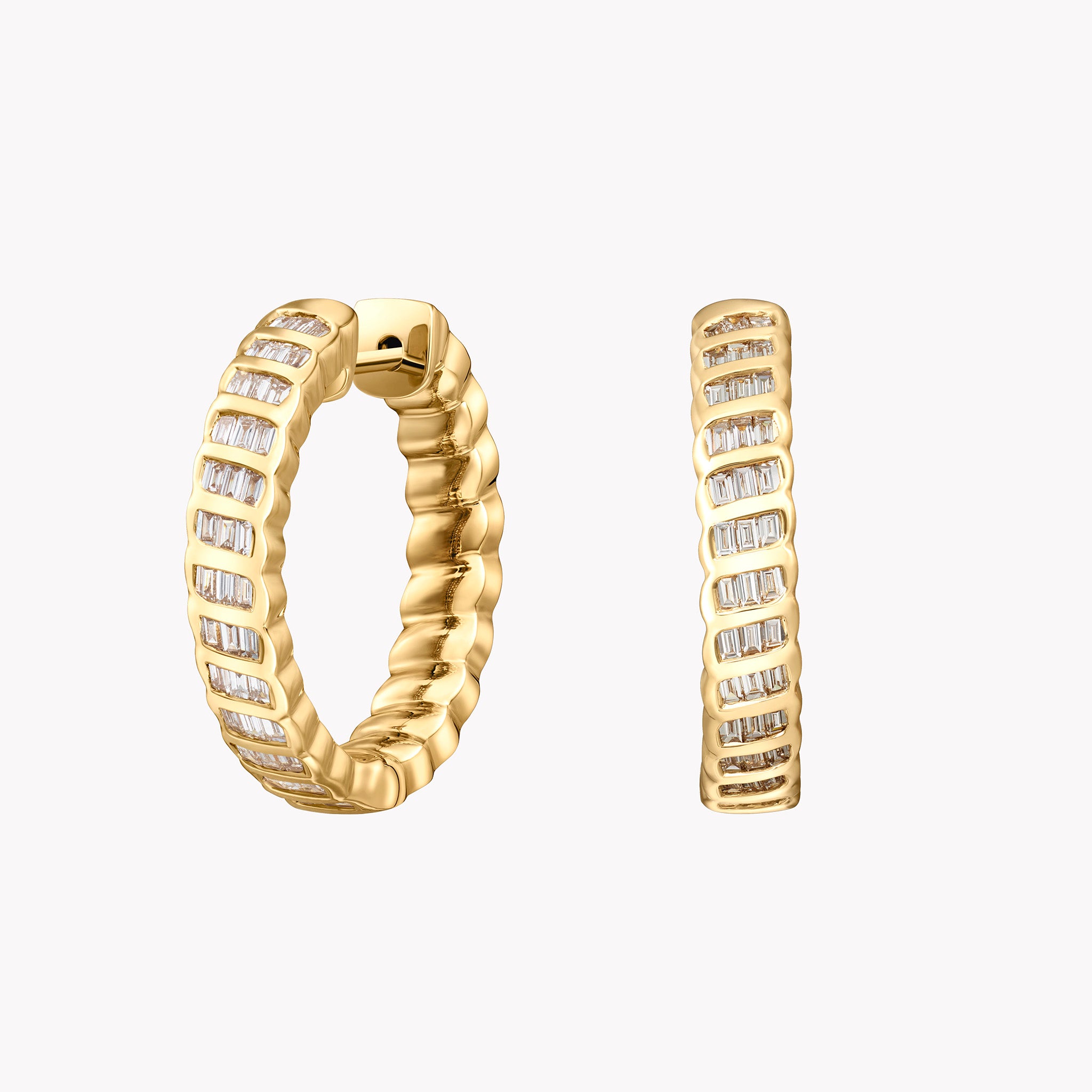 Thin Baguette Diamond Zoe Hoops