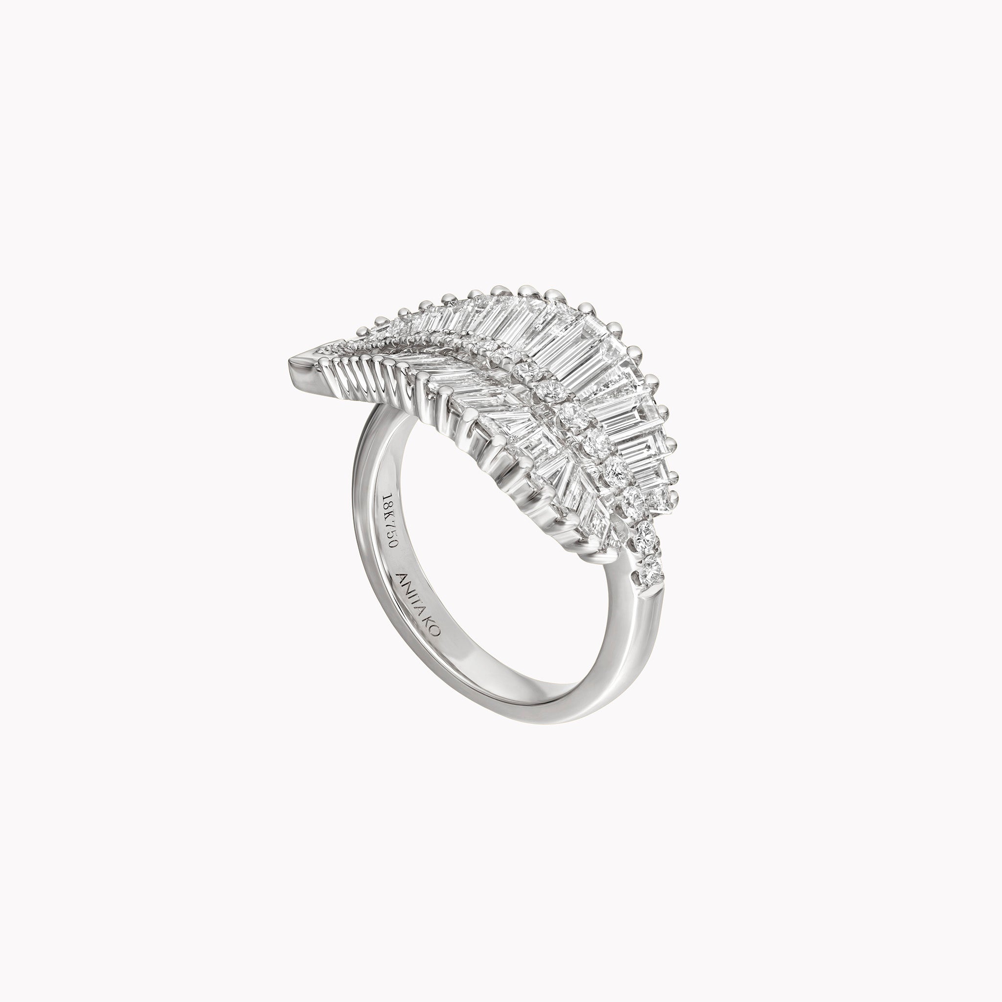 Sideways Palm Leaf Diamond Ring