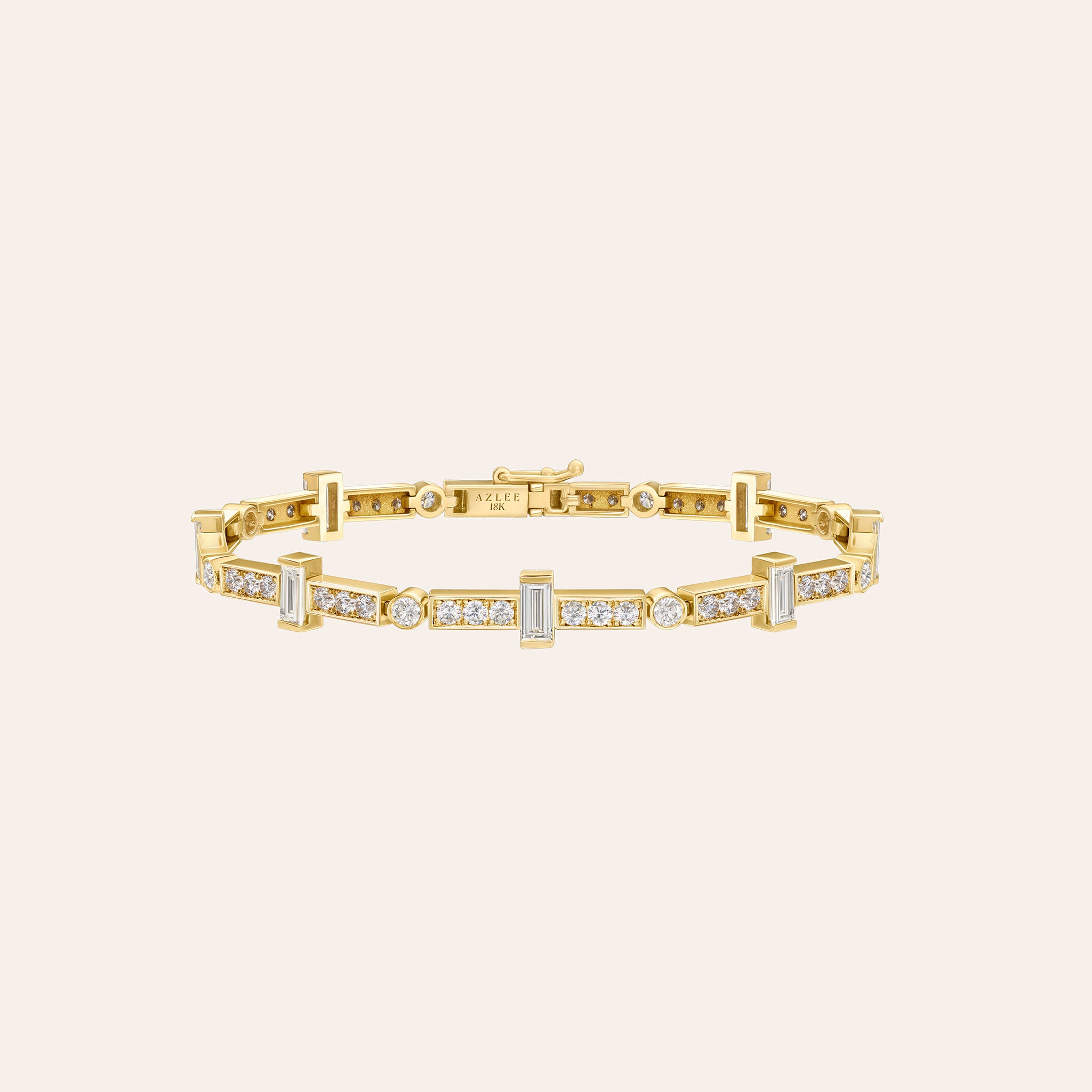 Scattered Gold Bar and Full Diamond Tennis Bracelet
