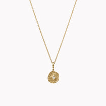 Small Olive Branch & Rose Bud Kite Diamond Coin Charm Necklace