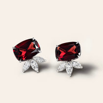 The Terre Rouge Cushion Garnet & Diamond Earrings