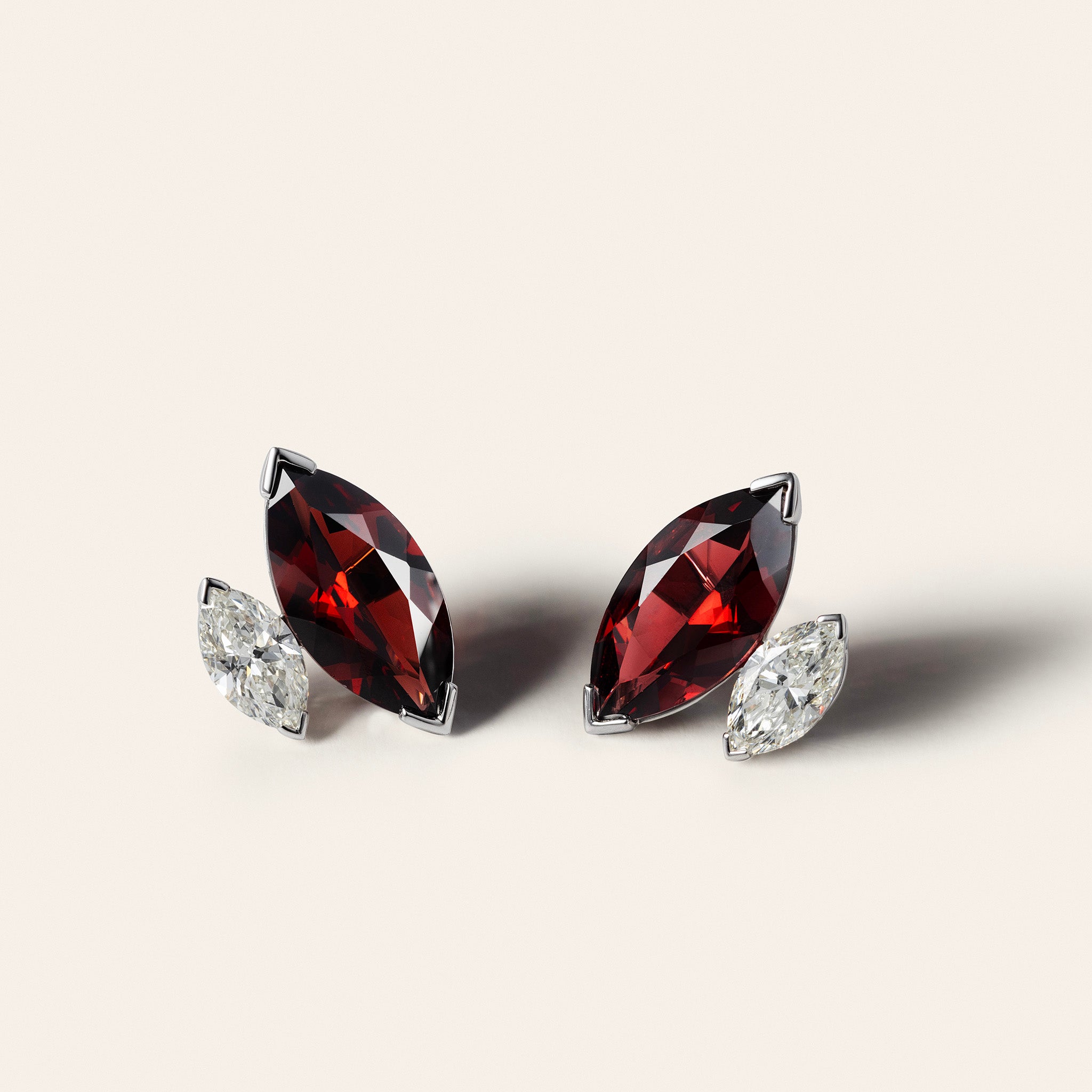 The Terre Rouge Marquise Garnet & Diamond Stud Earrings