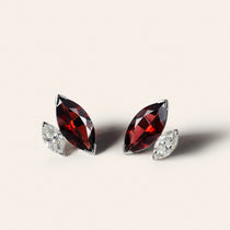 The Terre Rouge Marquise Garnet & Diamond Stud Earrings