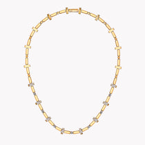 SCATTERED GOLD BAR AND DIAMOND TENNIS NECKLACE