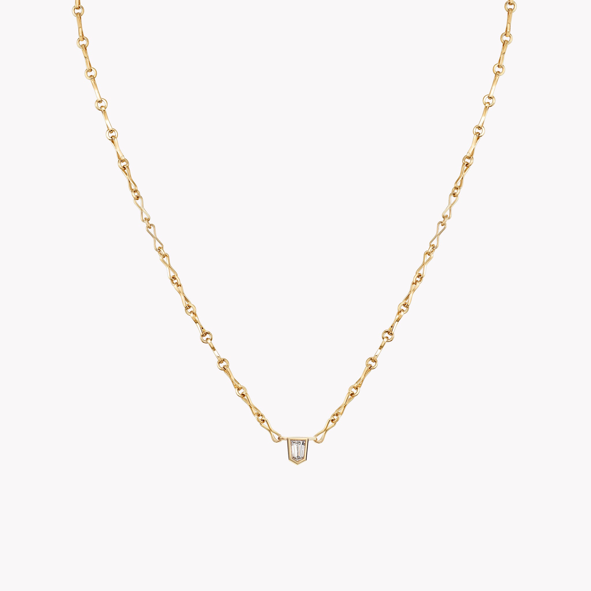 Bullet Diamond Motif Chain Necklace