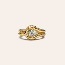 Weathered Dew Drop Single Stone Ring
