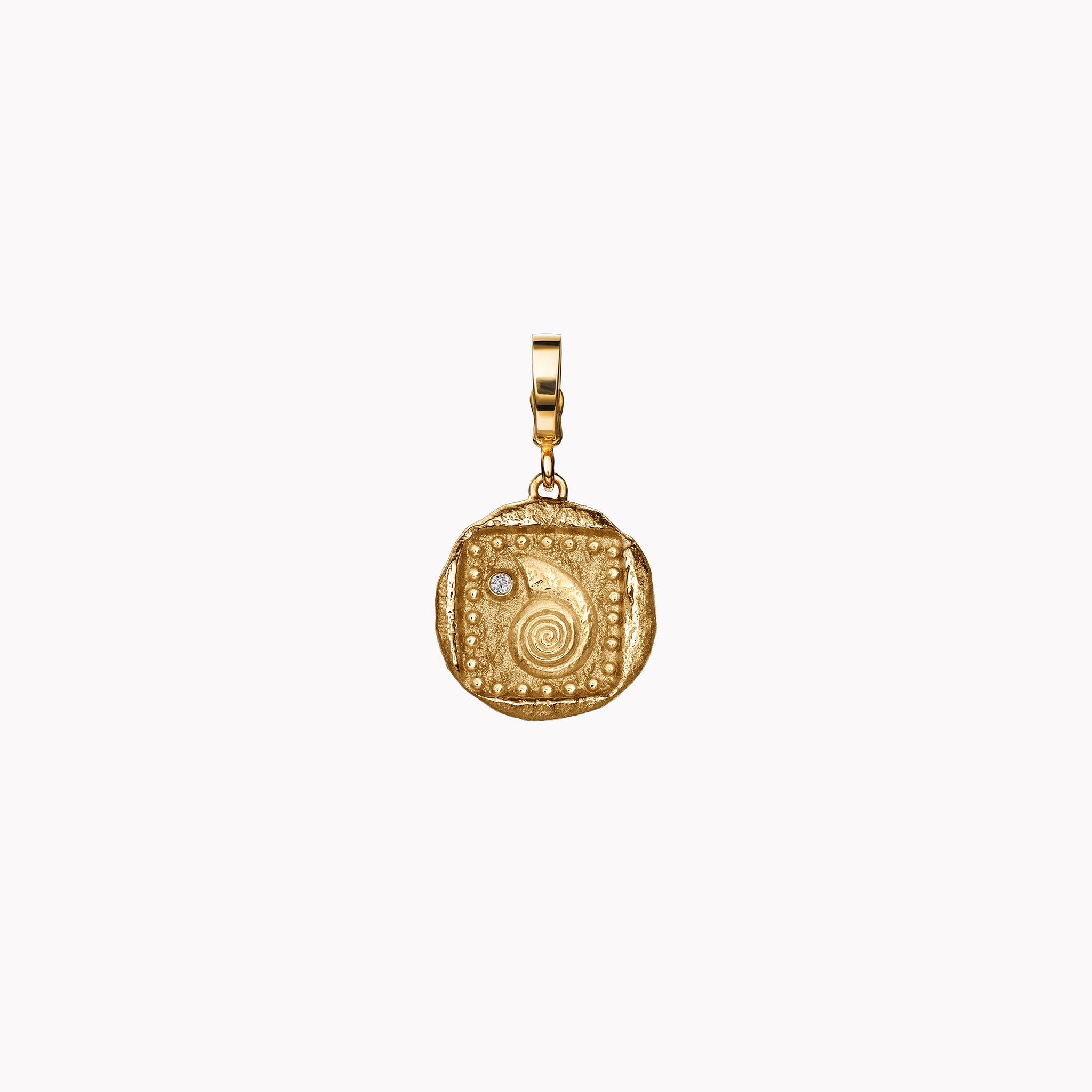 Spiral Seashell Small Diamond Coin Charm