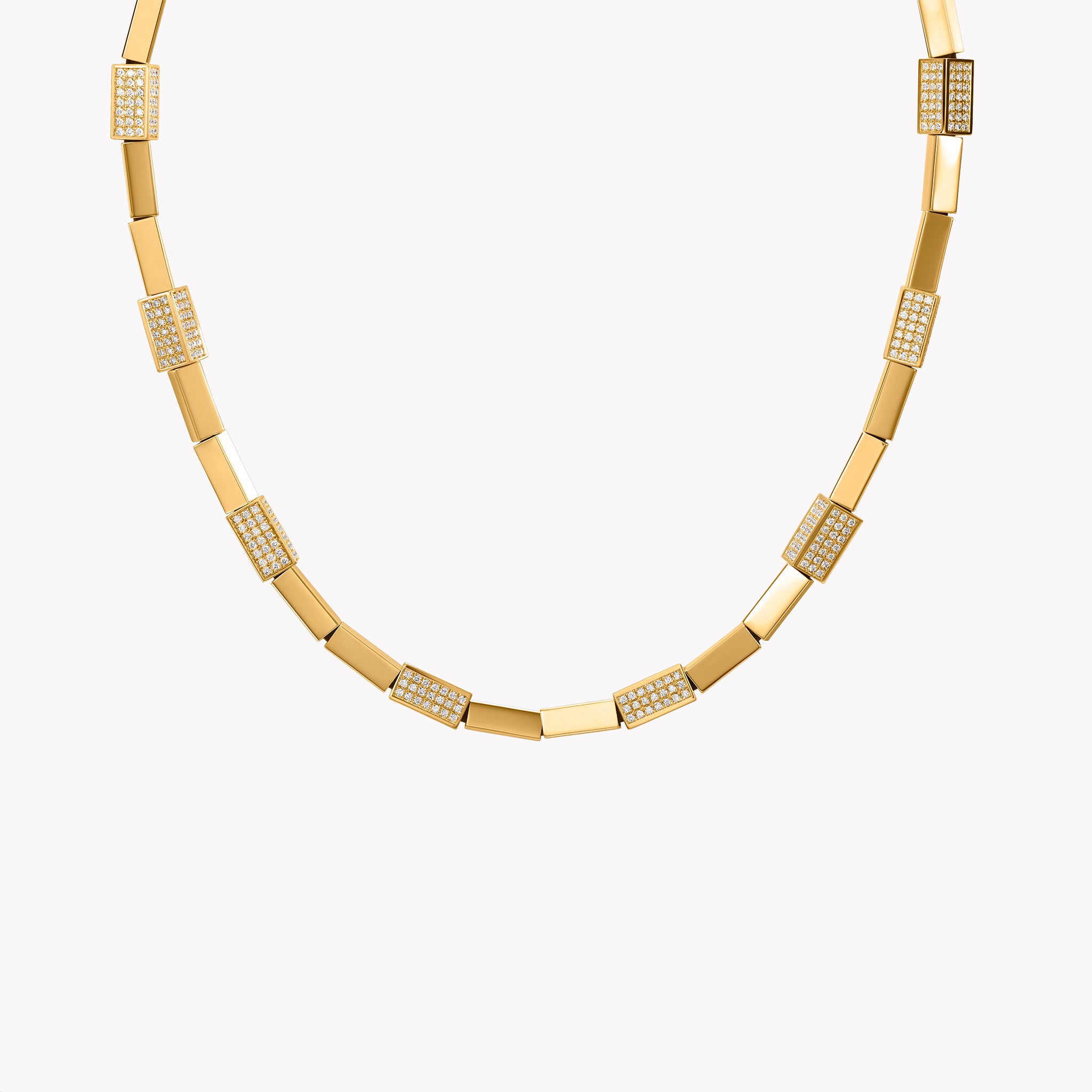 Gold Bar Pavé Diamond Necklace