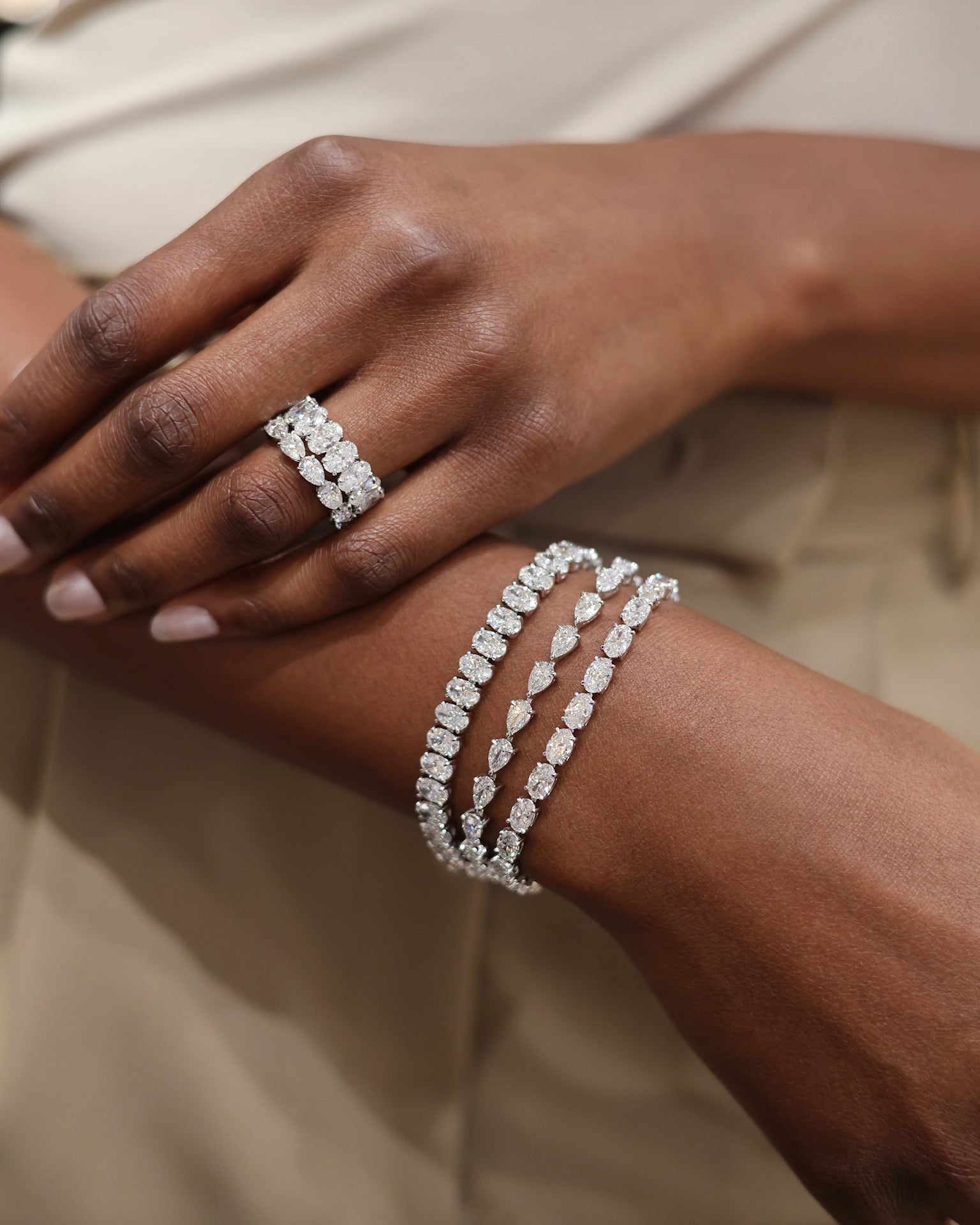 East-West Oval Cut Tennis Bracelet