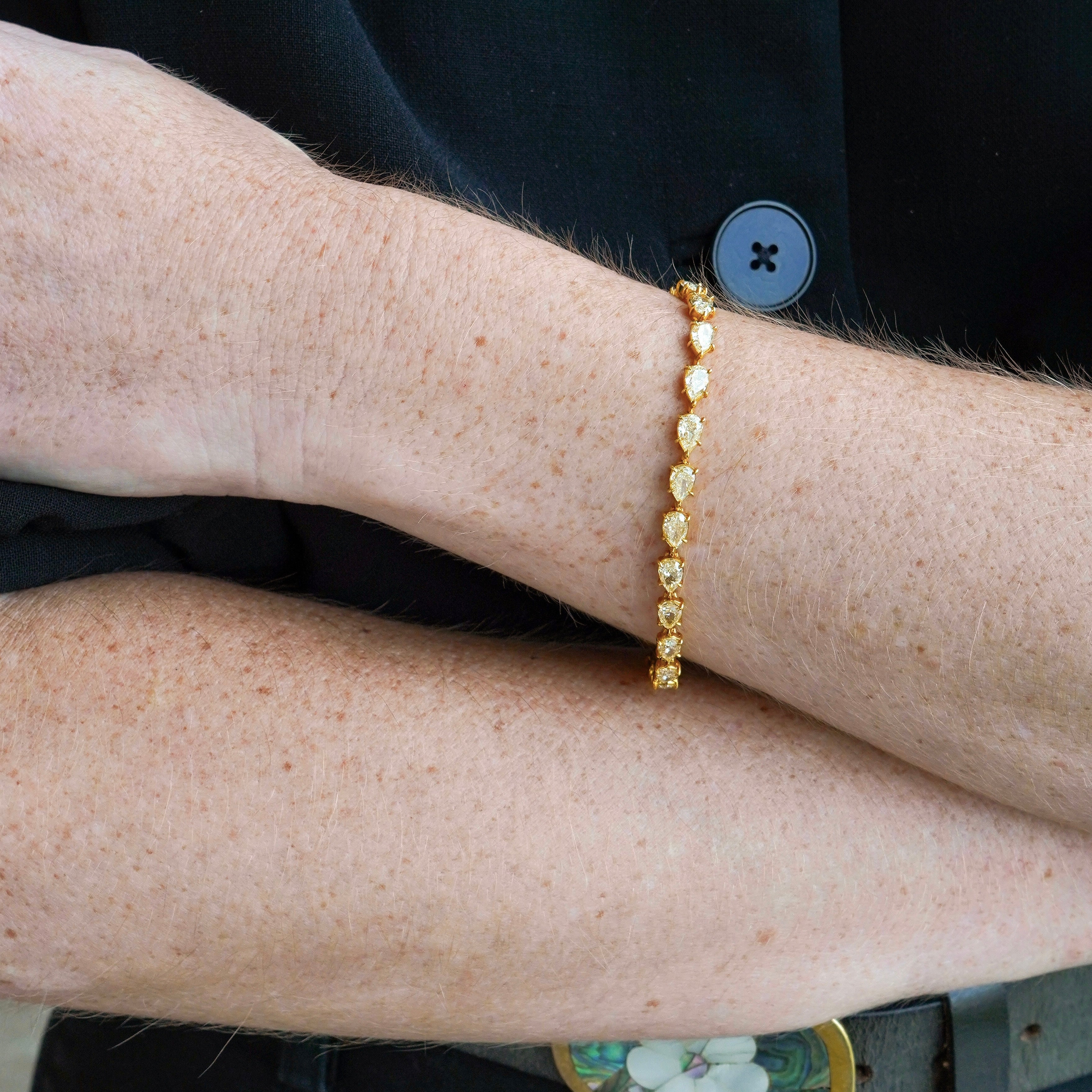 Fancy Yellow Pear Shape East-West Tennis Bracelet