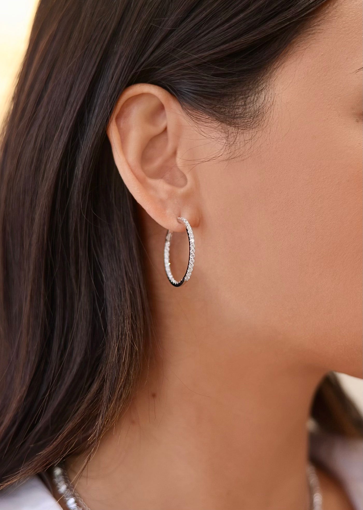 Small In & Out Diamond Hoops