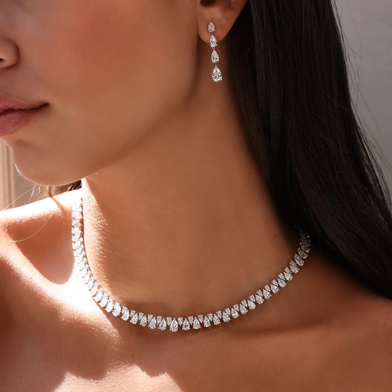 Riviera Pear Shape Diamond Necklace