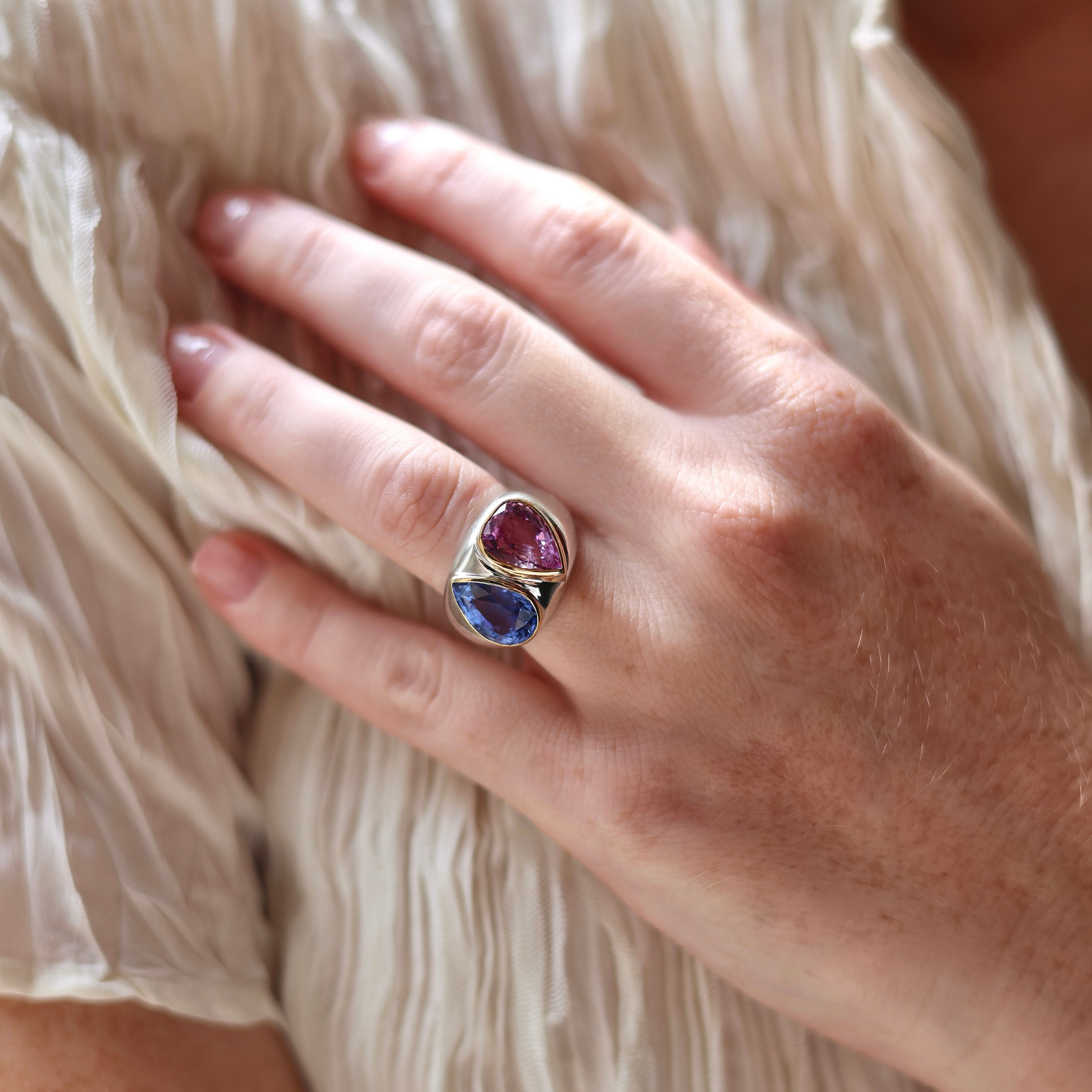 Vintage Poiray Two-Tone Sapphire Ring