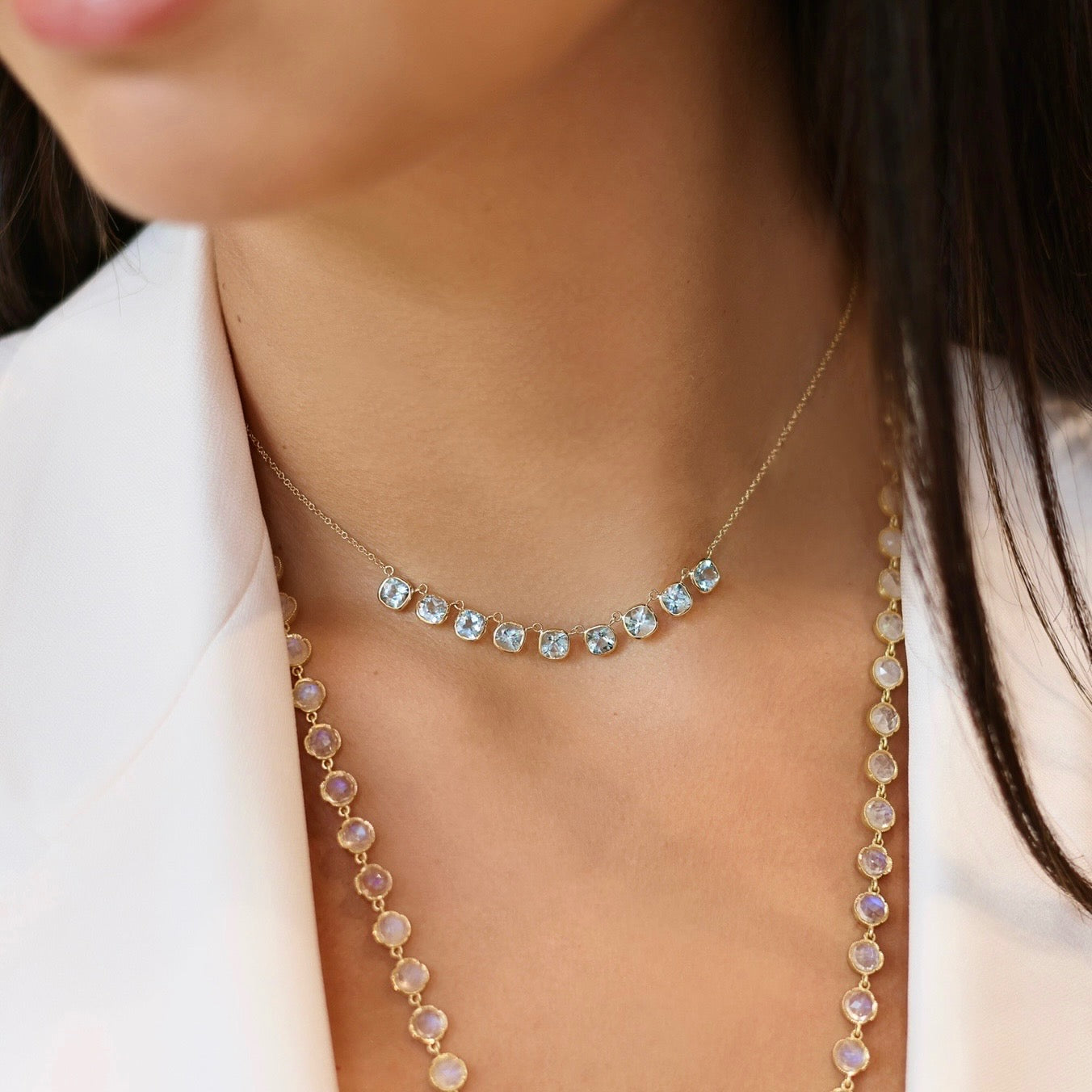 The Lena Petite Aquamarine Necklace - Main Image