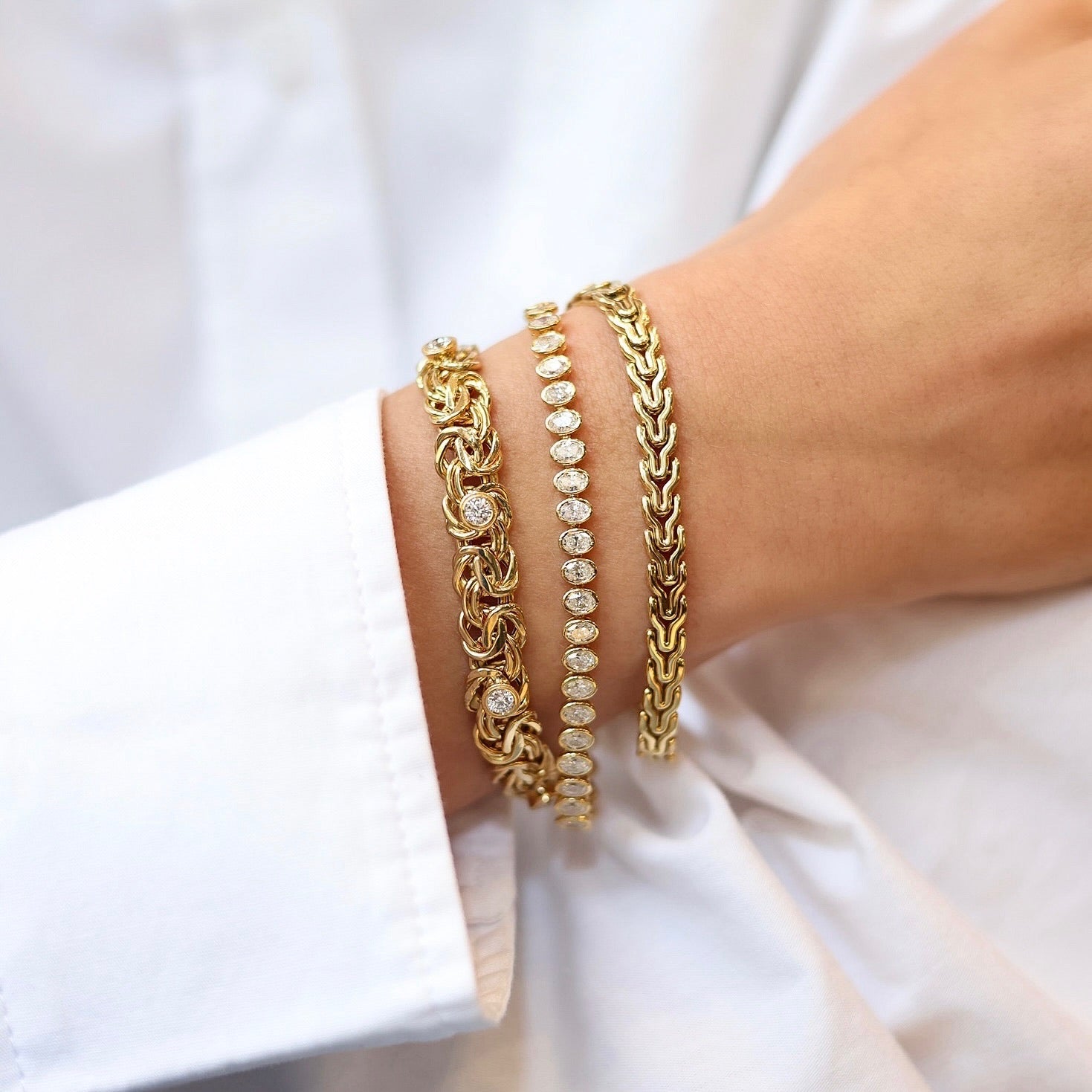 Empress Diamond Bracelet jewelry Āzlee styled on model