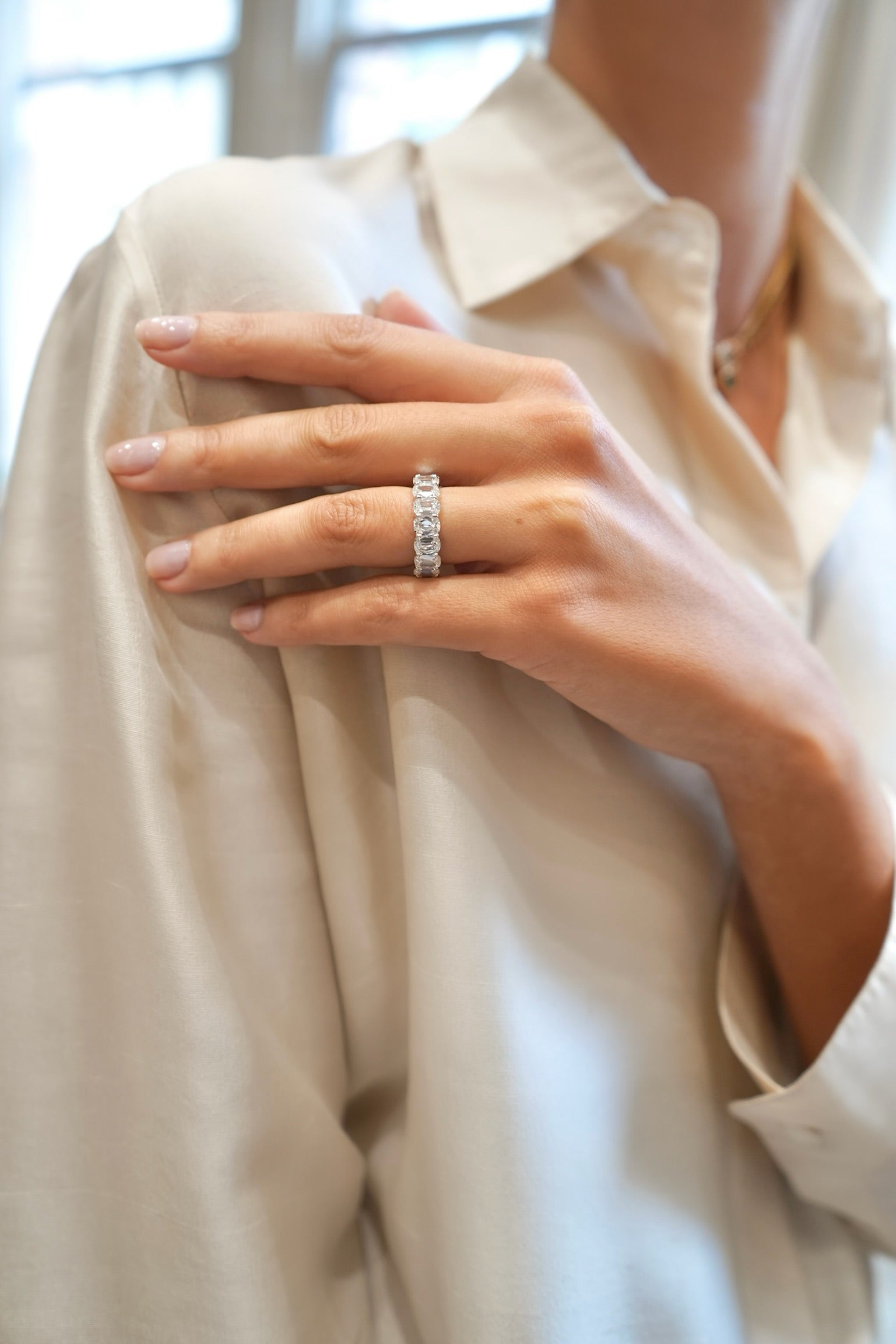 Material Good Antique Cushion Cut Diamond Eternity Band