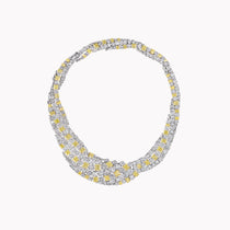 Fancy Yellow & White Diamond Cluster Necklace