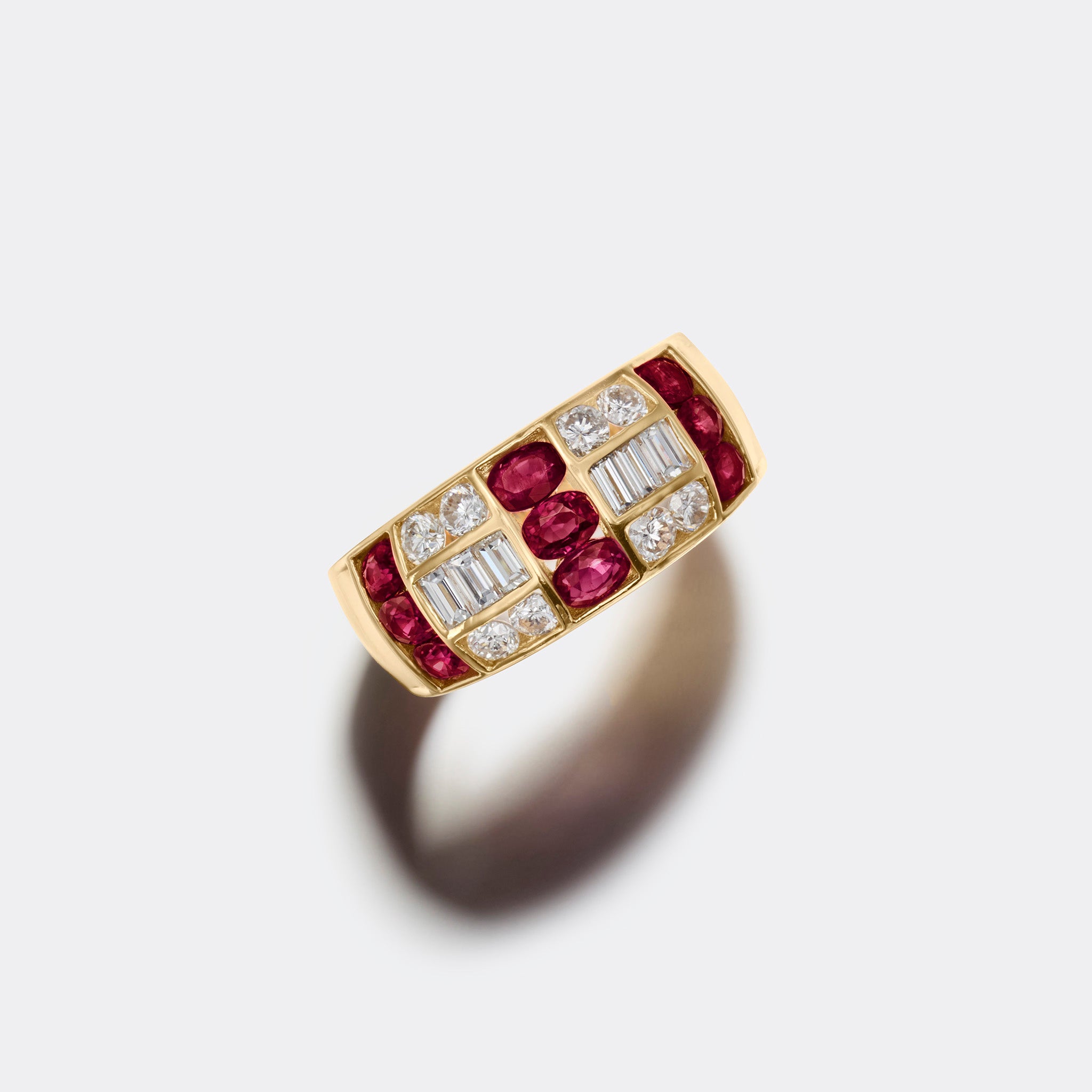 Vintage 1980s Ruby & Diamond Band Ring