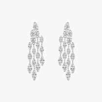 Four-Row Pear & Marquise Diamond Drop Earrings