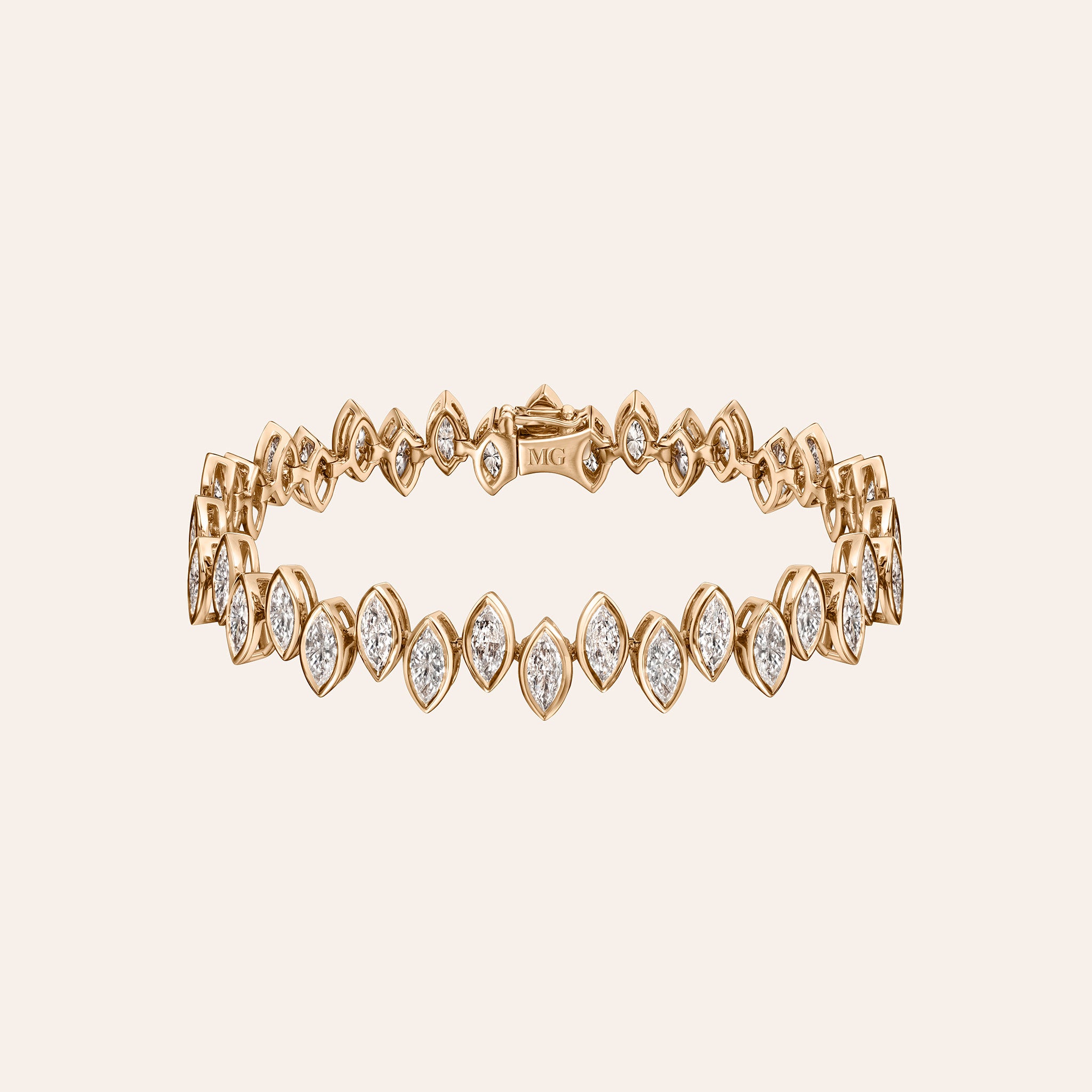 Ferra bracelet in 18K Rose gold with bezel-set marquise diamonds, 9.00 total carats.