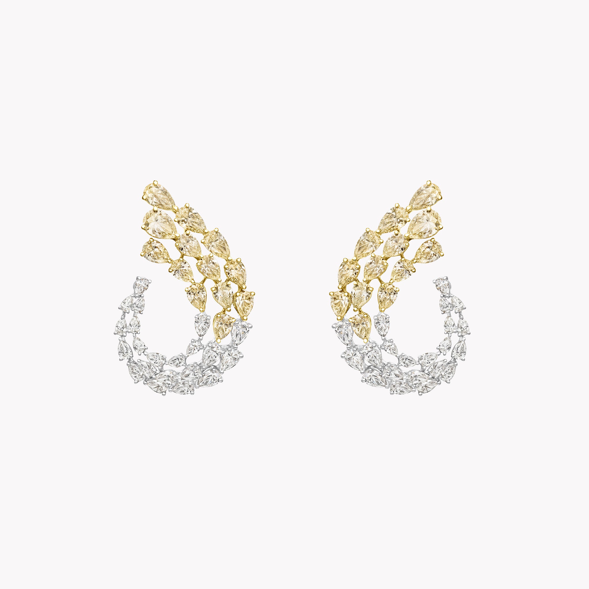 Two-Tone Pear Shape Yellow & White Diamond Earrings
