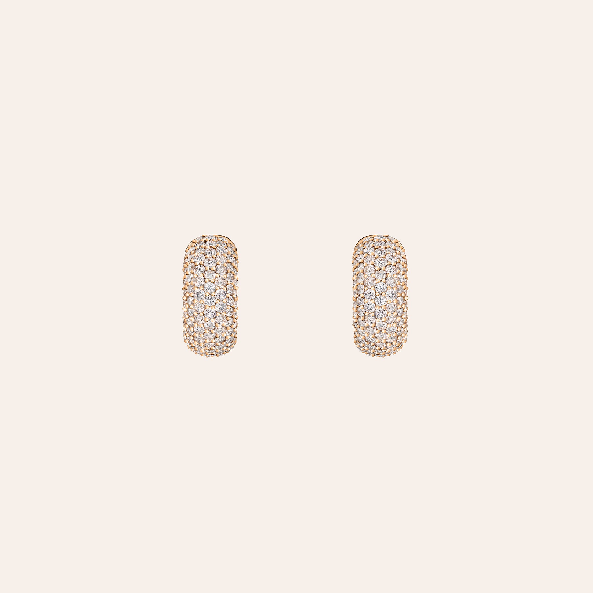 18K rose gold diamond pavé huggie earrings, 3.44 total carats