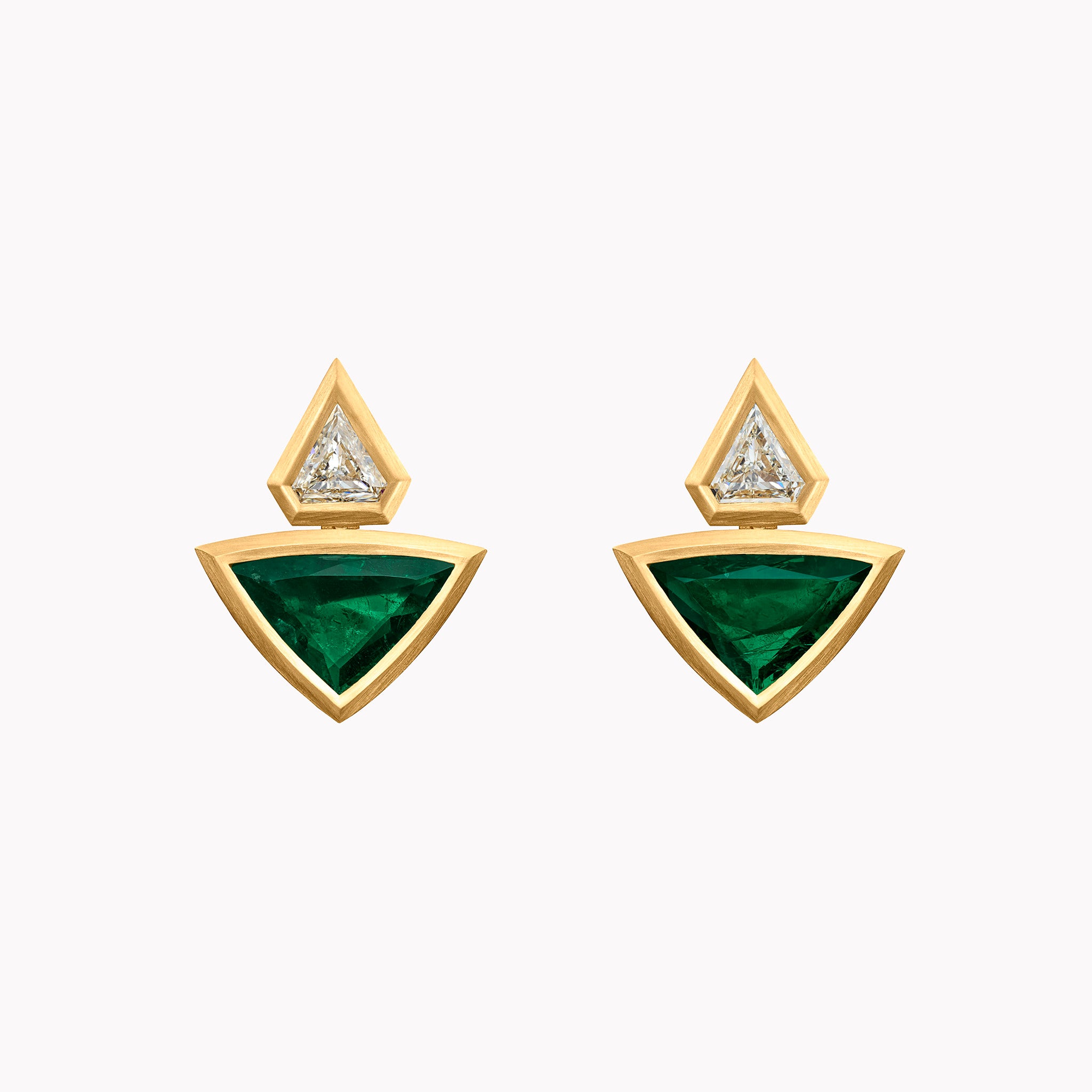 Trillion Emerald & Diamond Earrings