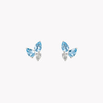 Aquamarine & Diamond Cluster Studs