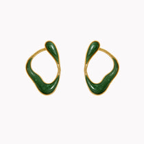 Medium Stream Line Nephrite Jade Loop Earrings